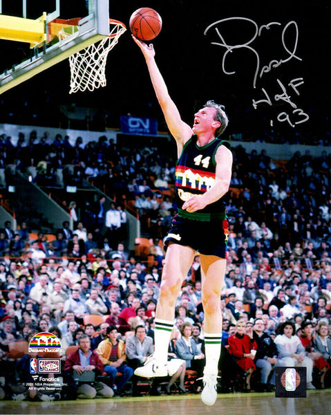 Dan Issel Signed Denver Nuggets Lay Up Action 8x10 Photo w/HOF'93 (SCHWARTZ COA)