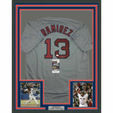 FRAMED Autographed/Signed HANLEY RAMIREZ 33x42 Boston Grey Jersey JSA COA Auto