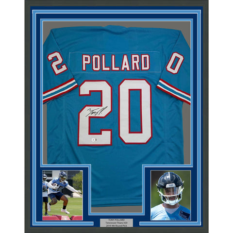 Framed Autographed/Signed Tony Pollard 35x39 Tennessee Retro Jersey Beckett COA