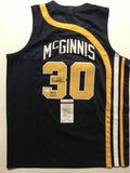 Autographed/Signed GEORGE MCGINNIS HOF 17 Indiana Blue Basketball Jersey JSA COA