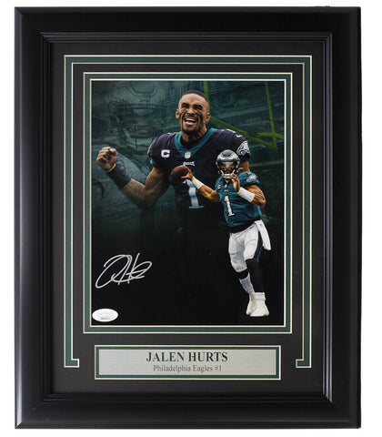 Jalen Hurts Signed Framed Eagles 8x10 Football Collage Photo JSA