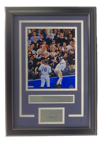 Derek Jeter Framed 8x10 Yankees Dive In Stands Photo w/ Laser Engraved Signature