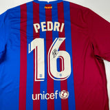 Autographed/Signed Pedri FC Barcelona Blue Soccer Jersey Beckett BAS COA