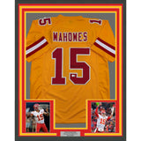 Framed Autographed/Signed Patrick Mahomes 35x39 KC Yellow Jersey Beckett BAS COA