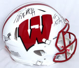 Derek, TJ, JJ Watt Signed Wisconsin White Riddell Speed Authentic Helmet- JSA W