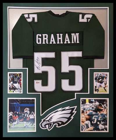 FRAMED PHILADELPHIA EAGLES BRANDON GRAHAM AUTOGRAPHED SIGNED JERSEY BECKETT HOLO