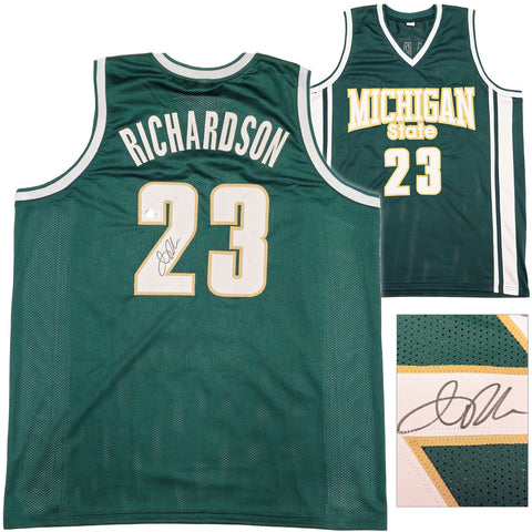 MICHIGAN STATE JASON RICHARDSON AUTOGRAPHED GREEN JERSEY BECKETT WITNESS 234509