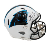 Christian McCaffery Signed Carolina Panthers Speed Full Size Flat White Helmet