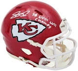 SKYY MOORE AUTOGRAPHED CHIEFS MINI HELMET SB LVII LVIII CHAMPS BECKETT 224838