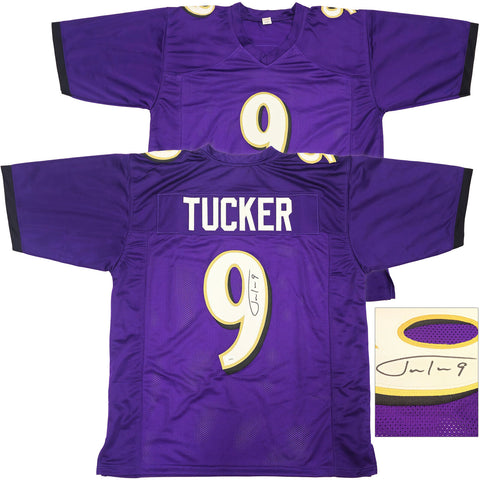 BALTIMORE RAVENS JUSTIN TUCKER AUTOGRAPHED PURPLE JERSEY JSA STOCK #232737