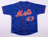 Tom Glavine Signed New York Mets Blue Jersey (JSA COA) Won his 300th Game as Met