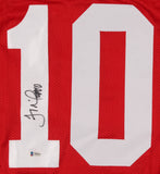 Troy Smith Signed Ohio State Buckeyes Stat Jersey (Beckett) Heisman 2006 Trophy