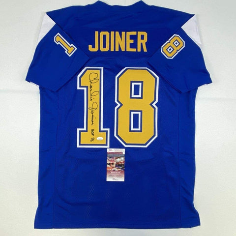 Autographed/Signed Charlie Joiner HOF 96 San Diego Royal Blue Jersey JSA COA