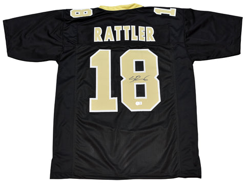 SPENCER RATTLER SIGNED NEW ORLEANS SAINTS #18 BLACK JERSEY BECKETT