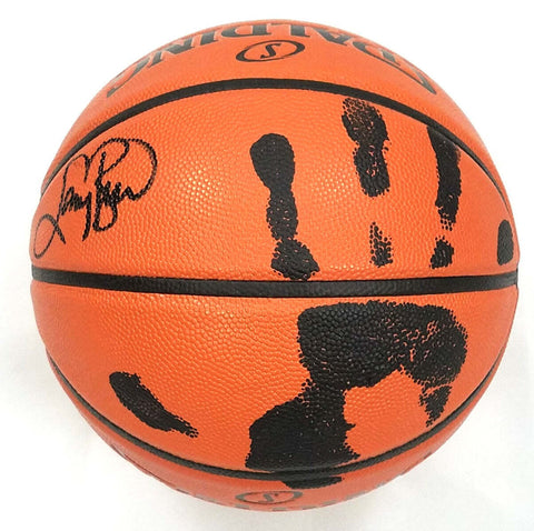 Larry Bird Signed Celtics NBA Replica Game Ball Hand Print in Black Beckett