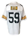 Jack Ham Pittsburgh Signed White Football Jersey HOF 88 Inscribed JSA