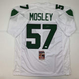 Autographed/Signed CJ C.J. Mosley New York White Football Jersey JSA COA