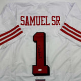 Autographed/Signed Deebo Samuel Sr. San Francisco White Alternate Jersey JSA COA