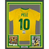 Framed Autographed/Signed Pele 33x42 Brazil Yellow Soccer Jersey BAS COA Auto #2