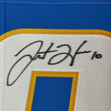 Framed Autographed/Signed Justin Herbert 33x42 LA Blue Elite Jersey Fanatics COA