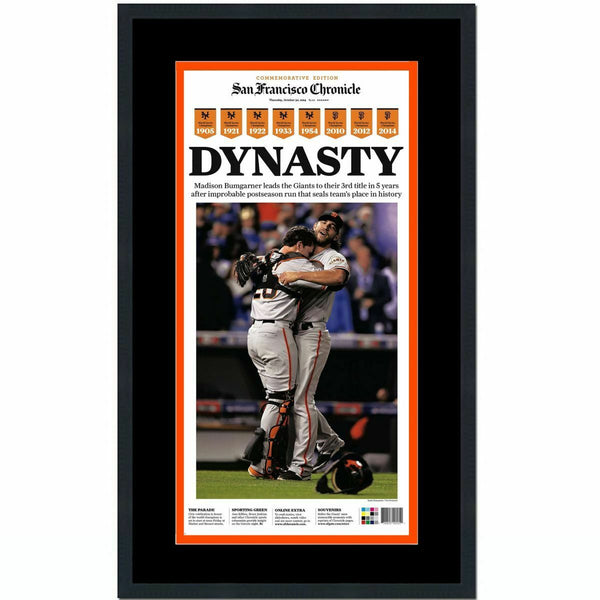 Framed San Francisco Chronicle Giants 2014 World Series Newspaper 17x27 Photo