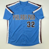 Autographed/Signed STEVE CARLTON Lefty Philadelphia Retro Blue Jersey JSA COA