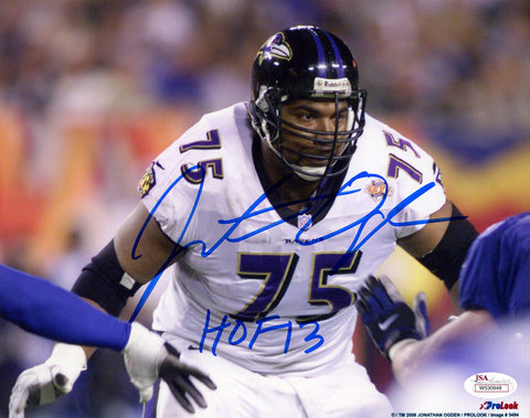 Jonathan Ogden Autographed Baltimore Ravens 8x10 Photo HOF JSA 48272