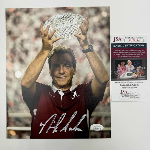 Autographed/Signed Nick Saban Alabama Crimson Tide 8x10 College Photo JSA COA #2