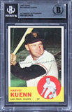 Giants Harvey Kuenn Authentic Signed 1963 Topps #30 Card BAS Slabbed