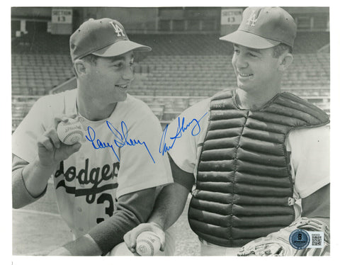 Larry Sherry & Norm Sherry Signed Los Angeles Dodgers 8x10 Photo BAS 45225