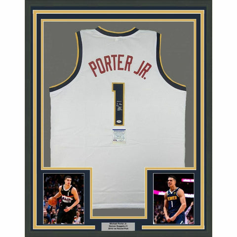 FRAMED Autographed/Signed MICHAEL PORTER JR 33x42 White Jersey PSA/DNA COA