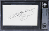 Sugar Ray Lenoard Authentic Signed 3x5 Index Card Autographed BAS Slabbed 3