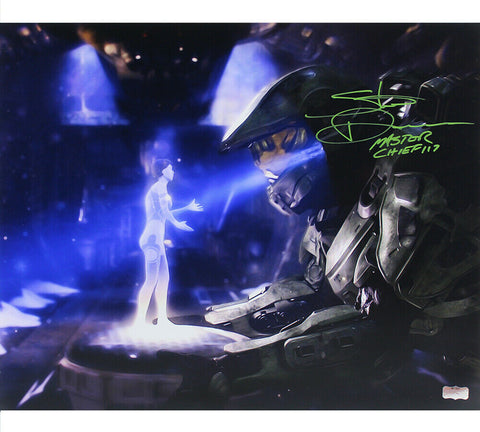 Steve Downes Signed Halo Unframed 16x20 Photo - Cortana in Hand Side with Insc.