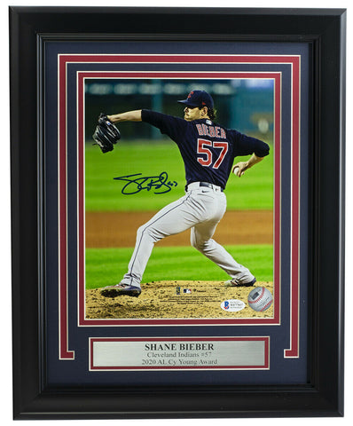 Shane Bieber Signed Framed 8x10 Cleveland Indians Photo BAS ITP