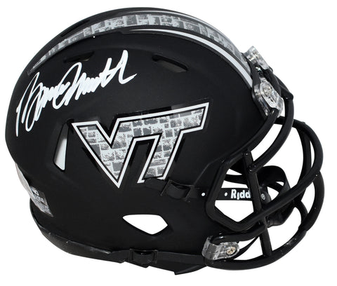 BRUCE SMITH AUTOGRAPHED VIRGINIA TECH HOKIES BLACK SPEED MINI HELMET BECKETT