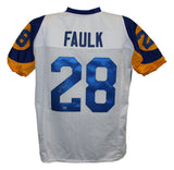 Marshall Faulk Autographed/Signed Pro Style White XL Jersey BAS 25110