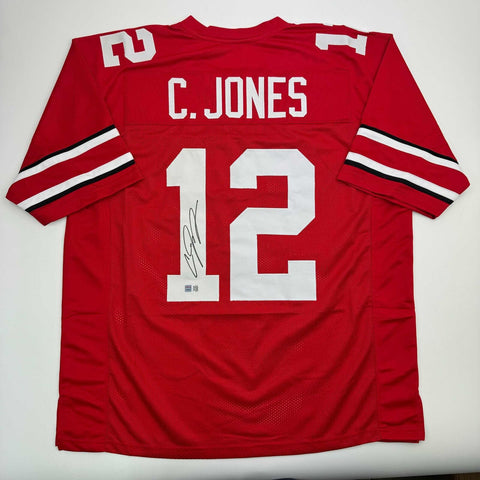 Autographed/Signed Cardale Jones Ohio State Red College Jersey Tristar COA