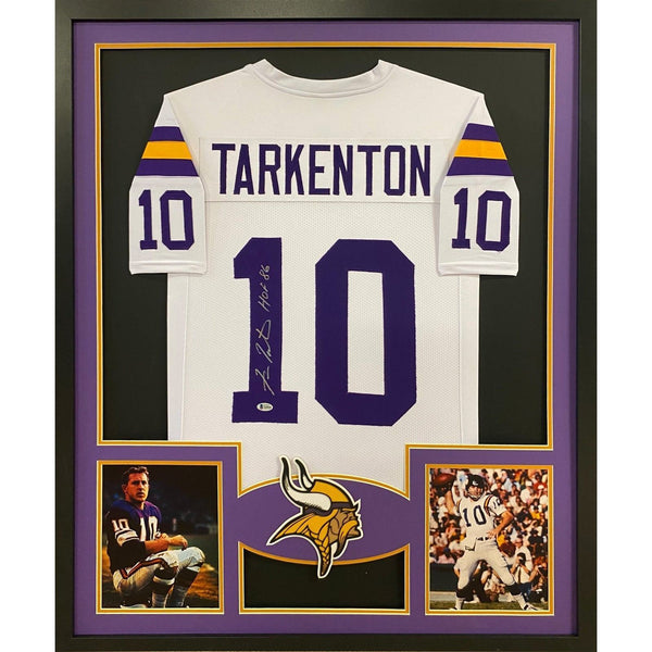 Fran Tarkenton Autographed Signed Framed White Minnesota Vikings Jersey BECKETT