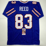 Autographed/Signed ANDRE REED HOF 14 Buffalo Blue Football Jersey JSA COA Auto