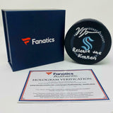 VINCE DUNN Autographed "Release The Kraken" Official Game Puck FANATICS