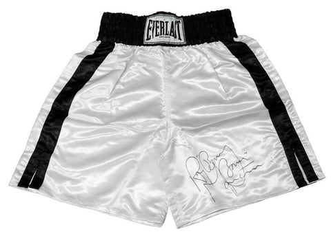 Ray Mancini Signed Everlast White Boxing Trunks w/Boom Boom - SCHWARTZ