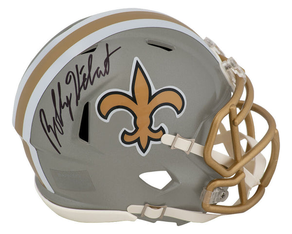 Bobby Hebert Signed Saints FLASH Riddell Speed Mini Helmet (SCHWARTZ SPORTS COA)