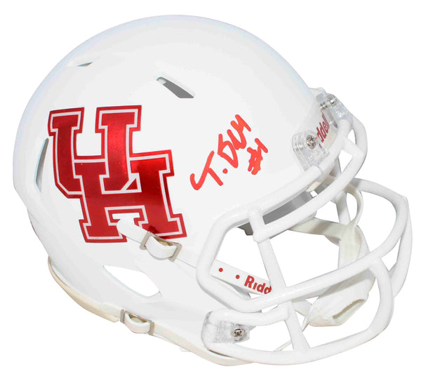 NATHANIEL TANK DELL SIGNED HOUSTON COUGARS WHITE SPEED MINI HELMET BECKETT