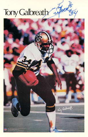 Tony Galbreath Signed New Orleans Saints Mini Poster 33/50 Beckett 46090