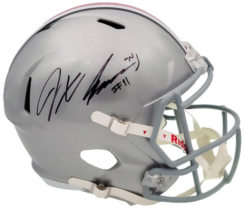 JAXON SMITH-NJIGBA AUTOGRAPHED OHIO STATE SILVER FULL SIZE HELMET BECKETT 203465