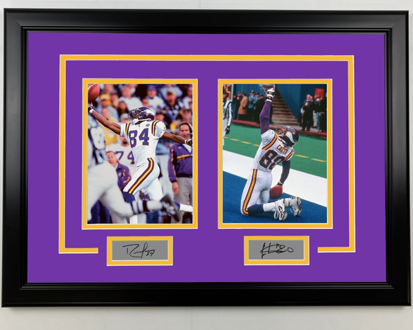 Framed Randy Moss & Cris Carter Facsimile Engraved Signatures 17x23 Dual Photo