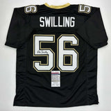 Autographed/Signed Pat Swilling New Orleans Black Football Jersey JSA COA