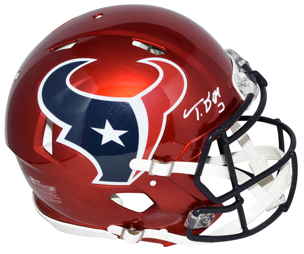 TANK DELL AUTOGRAPHED HOUSTON TEXANS RED AUTHENTIC SPEED HELMET BECKETT