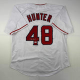 Autographed/Signed Torii Hunter Los Angeles Anaheim White Jersey Beckett BAS COA