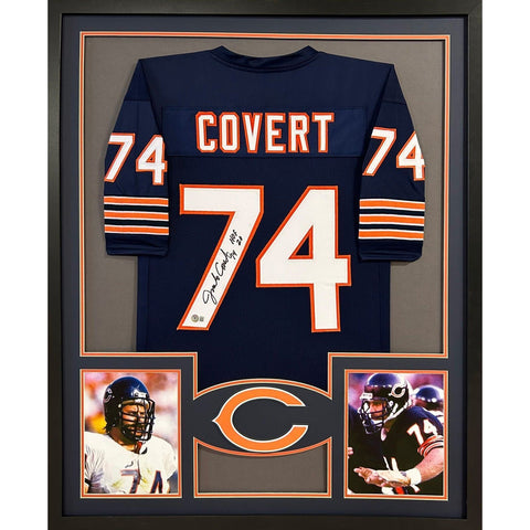 Jimbo Covert Autographed Signed Framed Blue Chicago Bears Jersey BECKETT